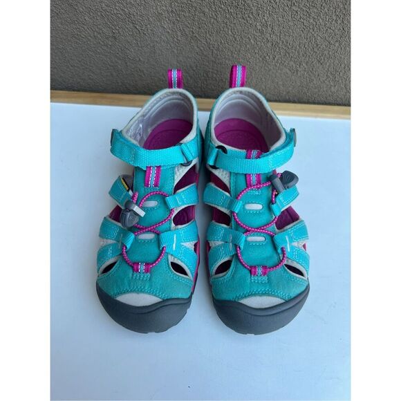 Keen Seacamp Girls Size 3 Water Sandals Teal Pink Hiking Outdoor Shoes - Picture 2 of 8